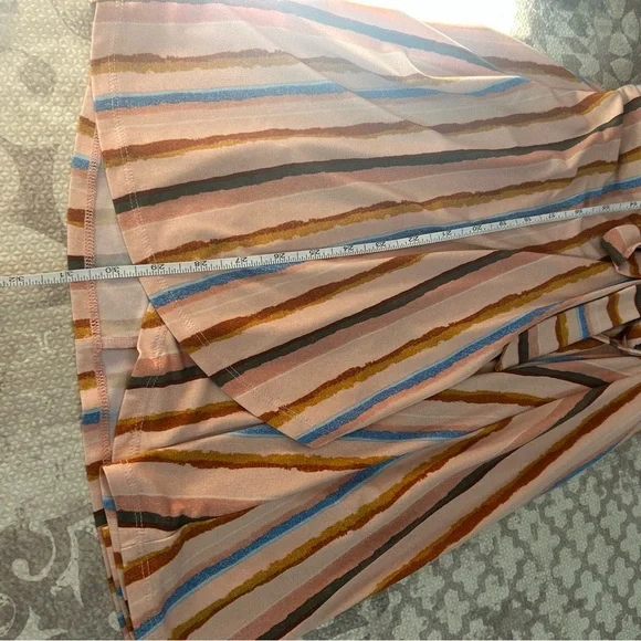 BCBGeneration Dress Womens Short Sleeve Riviera Stripe Wrap V-Neck Multicolor M - Picture 11 of 11